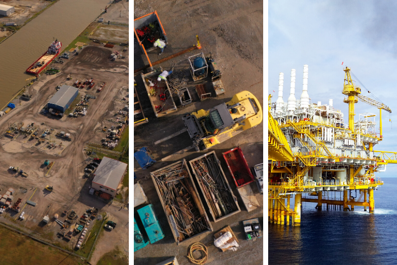 collage of 3 photos of industrial sites commonly used by 3PL partners